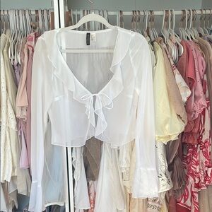 Elegant White Ruffle Blouse